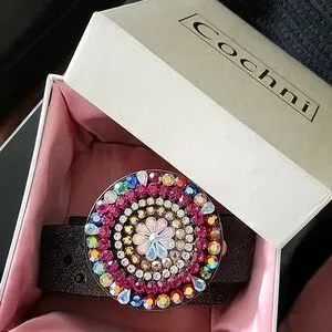 Cochni Rhinestone Rainbow Leather Belt. NEW! Rainbow Rhinestone Belt - Etsy main image 4